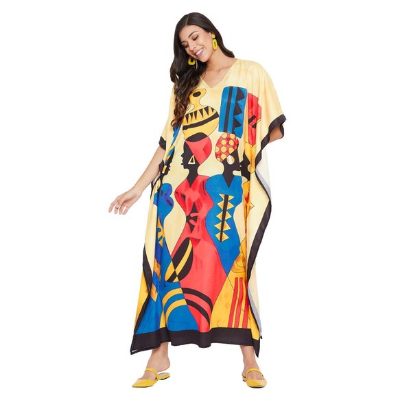 Gypsie Blu Women Caftan Dress Plus Size Lady Tribal Print Maxi Dresses for Party - Picture 4 of 9